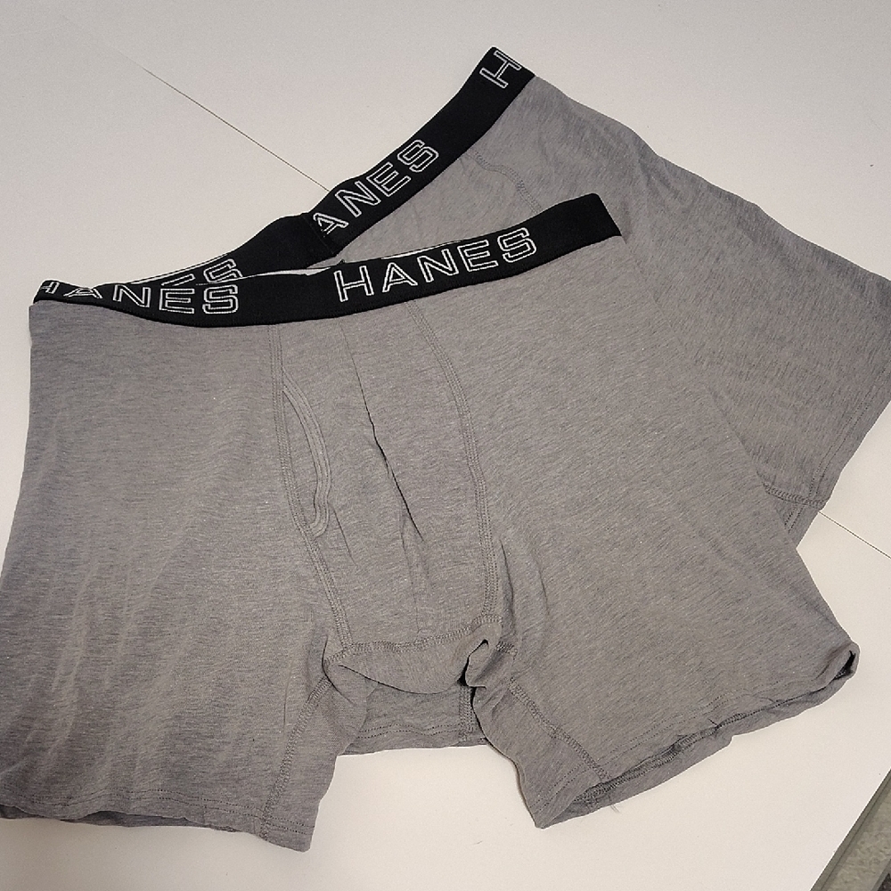 Hanes Men's Boxer Briefs in Gray 2 Pieces Sz M